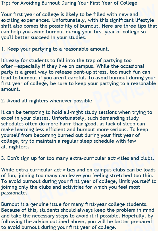 Buy this article about college burnout for your newsletter, website, or blog.