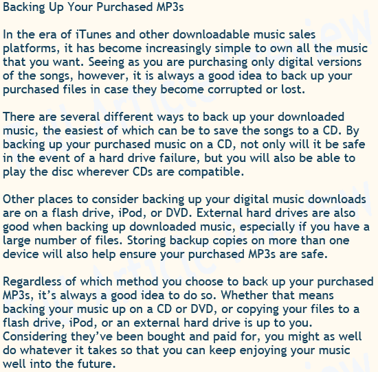 Buy this article about backing up your purchased MP3s.