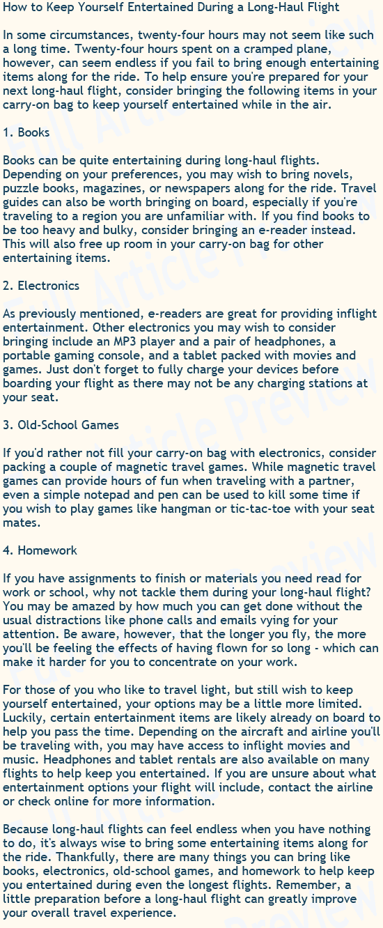 Buy this article about long-haul flights for your website.