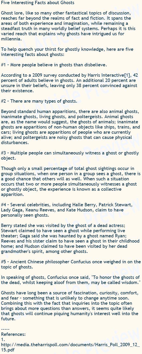 Buy this article about ghosts for your newsletter, website, or blog.