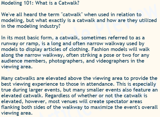 Buy this article about catwalks for your website.
