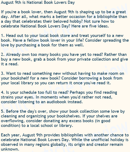 Buy this article about reading for your newsletter, website, or blog.
