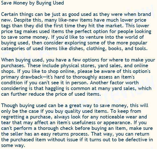 Buy this article about buying used for your website, blog, or newsletter.