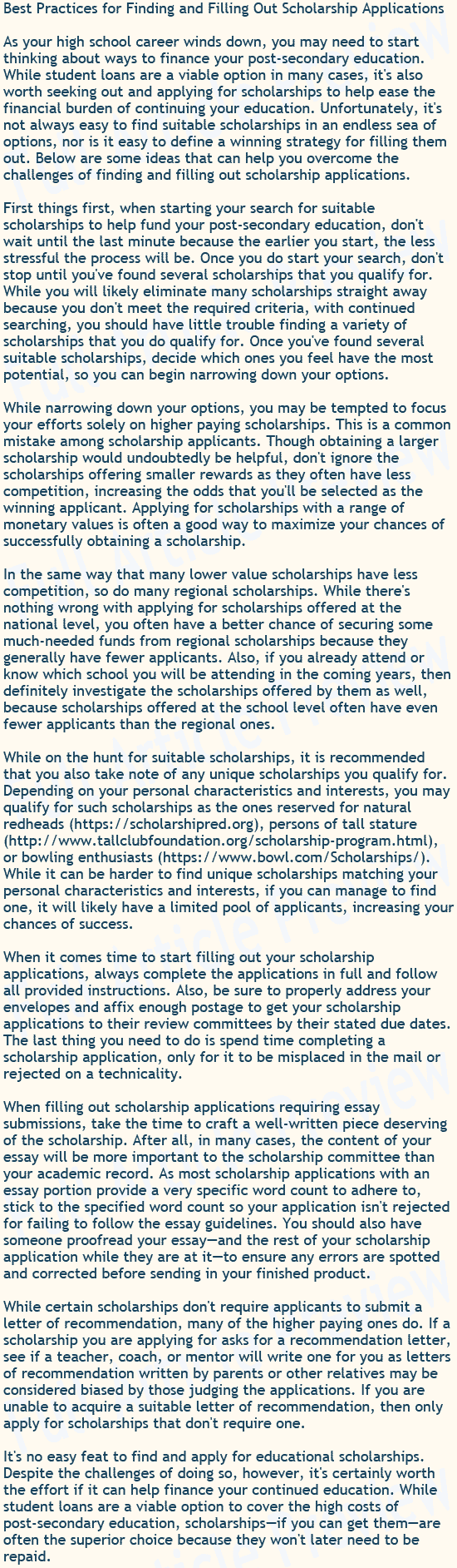 Buy this finance article about scholarships for your newsletter, website, or blog.