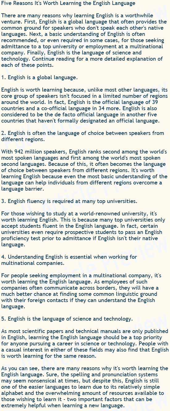 Buy this article about learning English for your website.